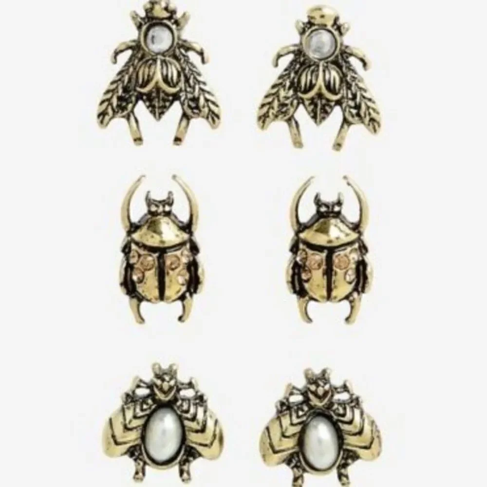 Blackheart Antique Style Bronze Insect Earring set - Picture 1 of 2